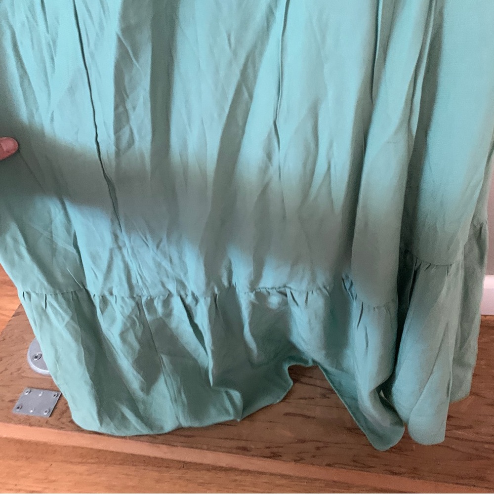 Stunning light sage green ruffle maxi dress country summer southern belle M NEW - Picture 12 of 14